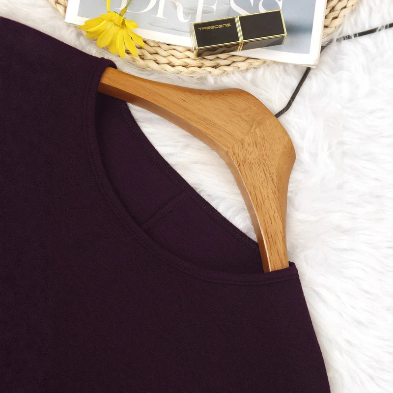 Women's Solid Color Long Sleeve Blouse in Plus Size Design