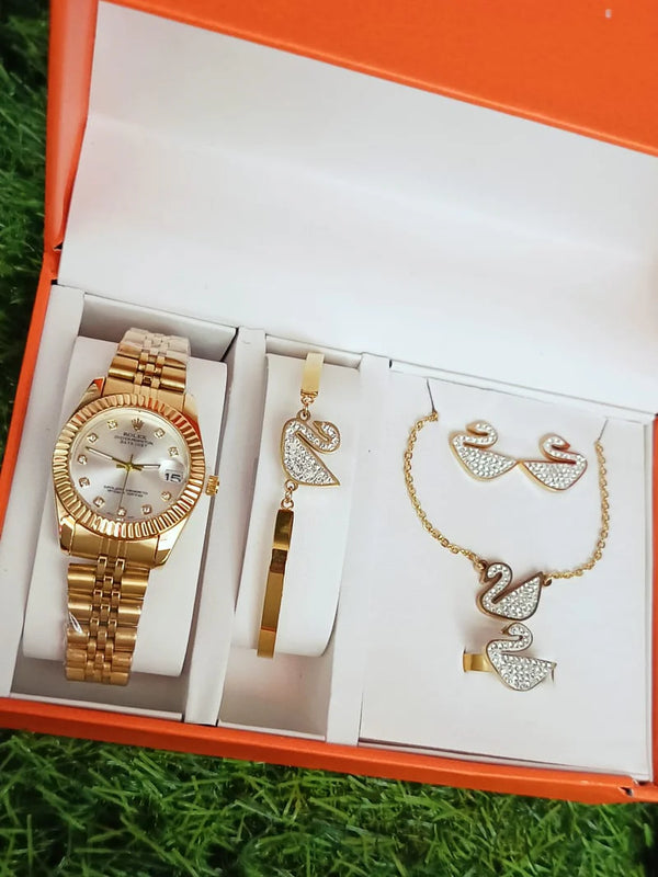 Elegant Crystal Hour women's quartz watch with sparkling crystal accents and a stylish metal bracelet.