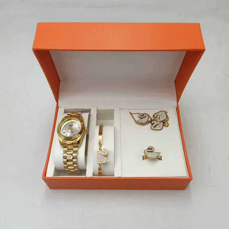 Luxury Crystal Hour women's wristwatch featuring a crystal bezel, quartz movement, and elegant design for everyday wear.