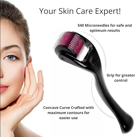 💆✨ Professional Derma Roller 0.5mm 🪒 540 Titanium Needles 🌟 | Beauty Care Tool for Smooth & Fresh Skin 💖