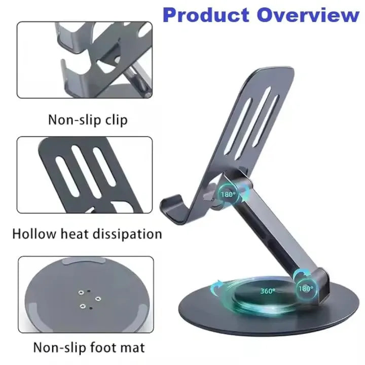 📱✨ 360° Rotating Mobile & Tablet Stand 🔄 Foldable Lazy Phone Holder 💻 | Adjustable Desktop Stand for Watching, Study & Live Streaming 🎥🔥 | Random Color 🎨