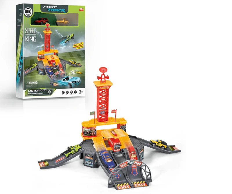 Interactive Motor City Racing Arena Toy with High Speed Racing Cars