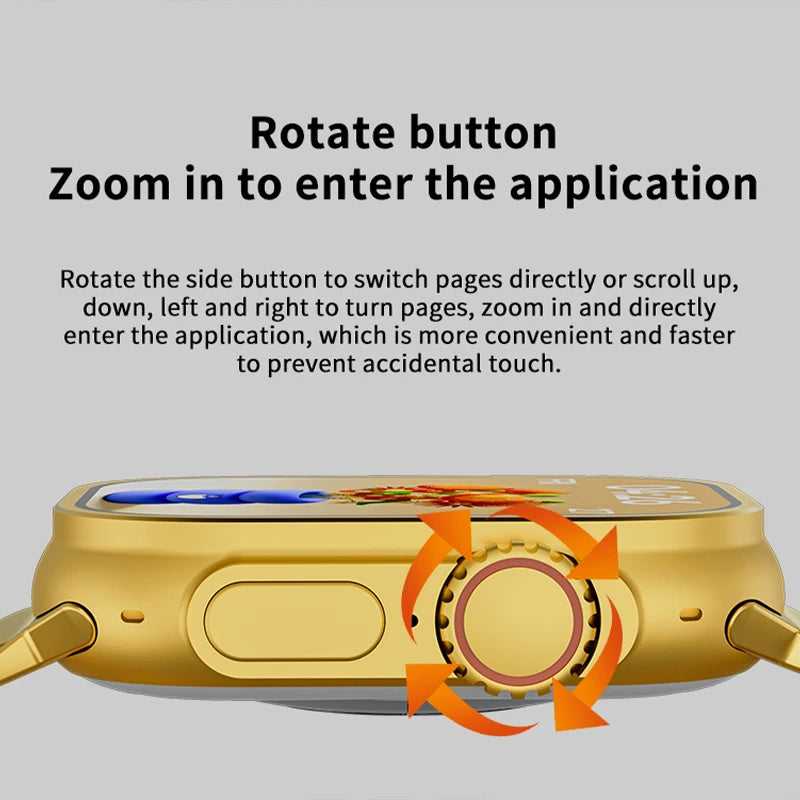 Gold Ultra Bluetooth Smart Watch with Fitness Tracking Features