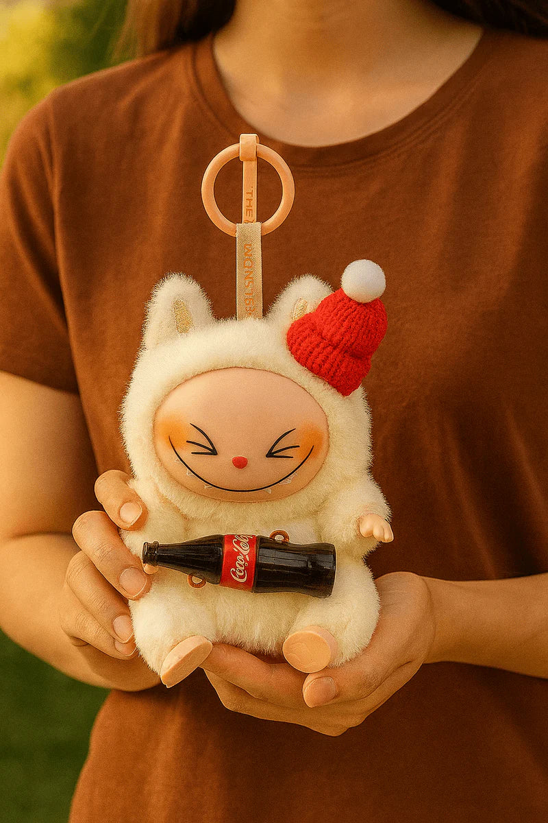 Cute Labubu Plush Keychain with Soft Stuffed Doll for Backpack and Handbag