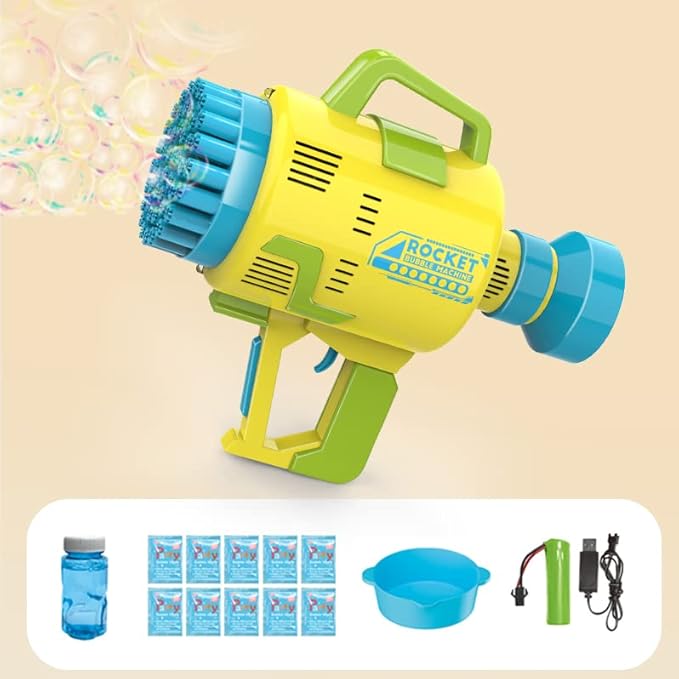 48-Hole Electric Bubble Gun Toy with Colorful Automatic Bubble Maker
